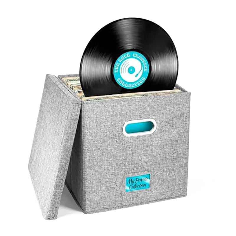 12-Inch Vinyl Record Storage Boxes With Lids And Handles Dustproof Stylish And Practical LP Record Organizer For Records