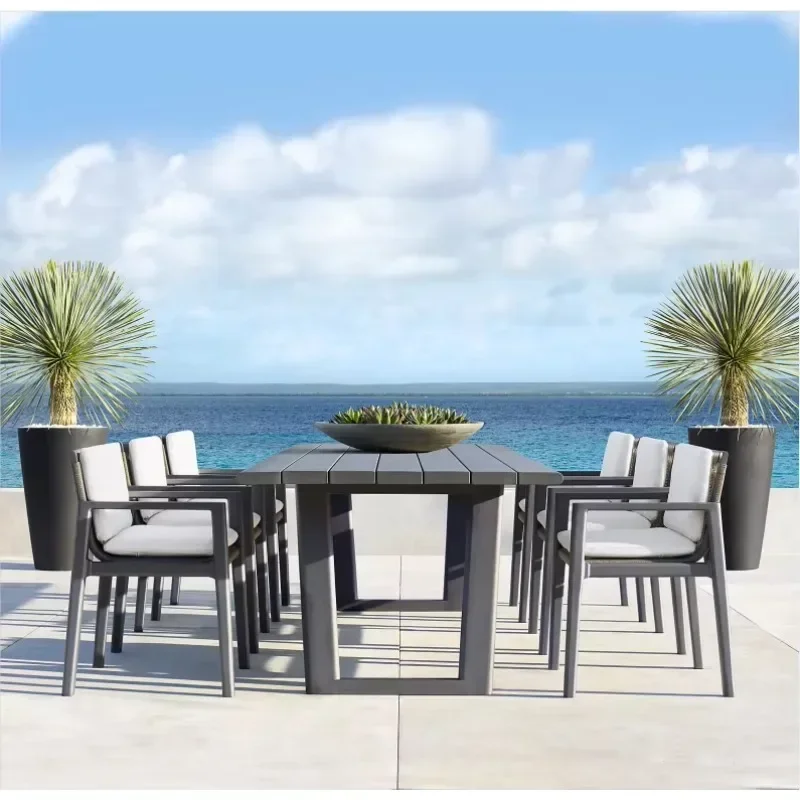 Green patio rattan curved, backrest extendable aluminum table tableware
