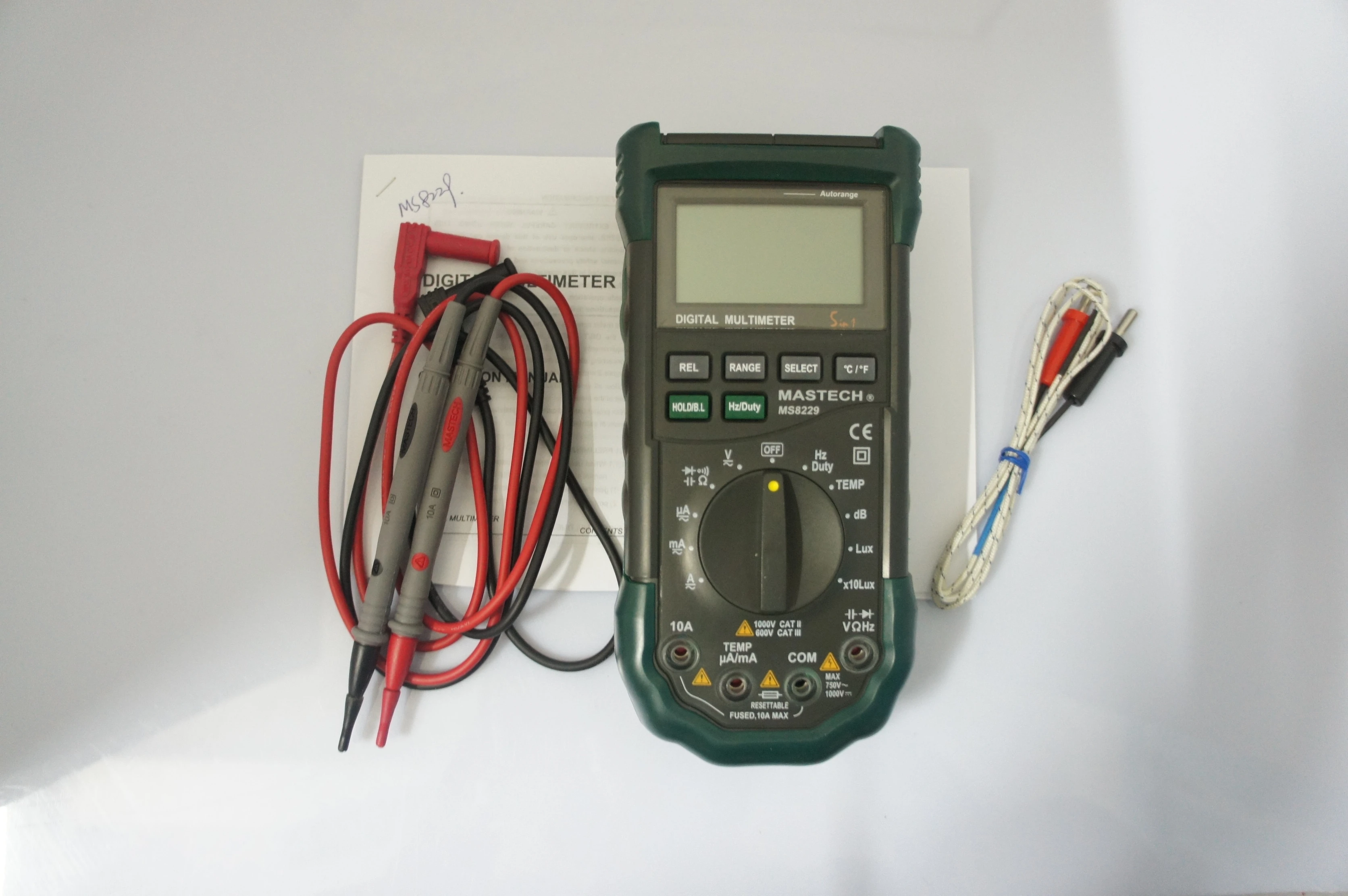 Multifunction Environment Meter Mastech MS8229, True RMS Multimeter with Light, Noise, Humidity and Temperature