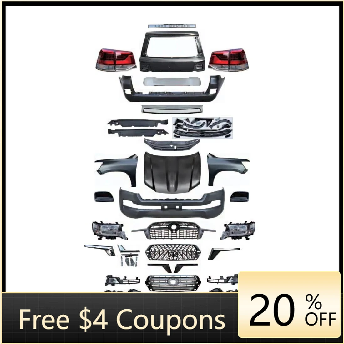 

yzhgb2008-2015 Land Cruiser Performance Parts Body Kit Bumper Logo Fog Light Tail Upgrade 2016 Land Cruiser Body Parts