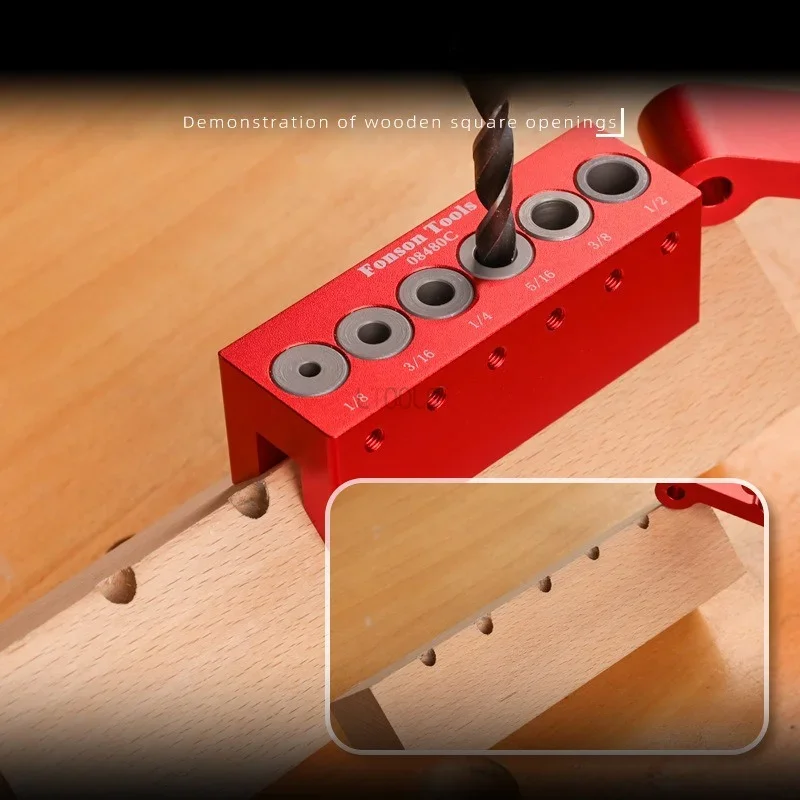 DMH-Portable Drilling Positioner 6 Hardened Drill Guides Vertical Pocket Hole Jig Dowel Positioner Locator Carpentry Craftsman T