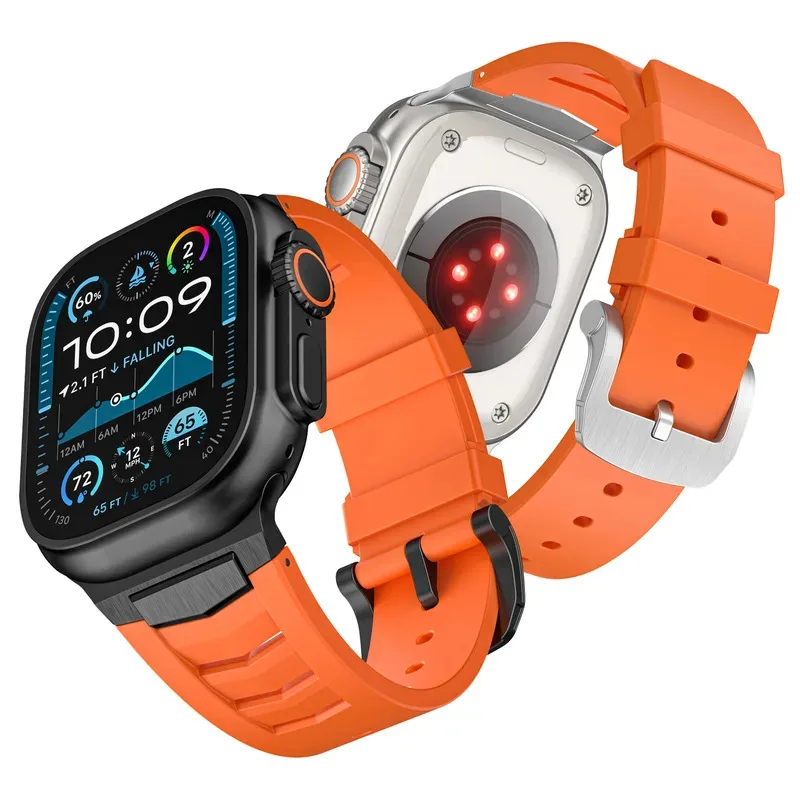 

Sports Louvres Heat Dissipation Silicone RM Mod Strap For Apple Watch Ultra 2 iWatch 10 9 8 6 Band 49mm 44/45/46mm Soft Bracelet