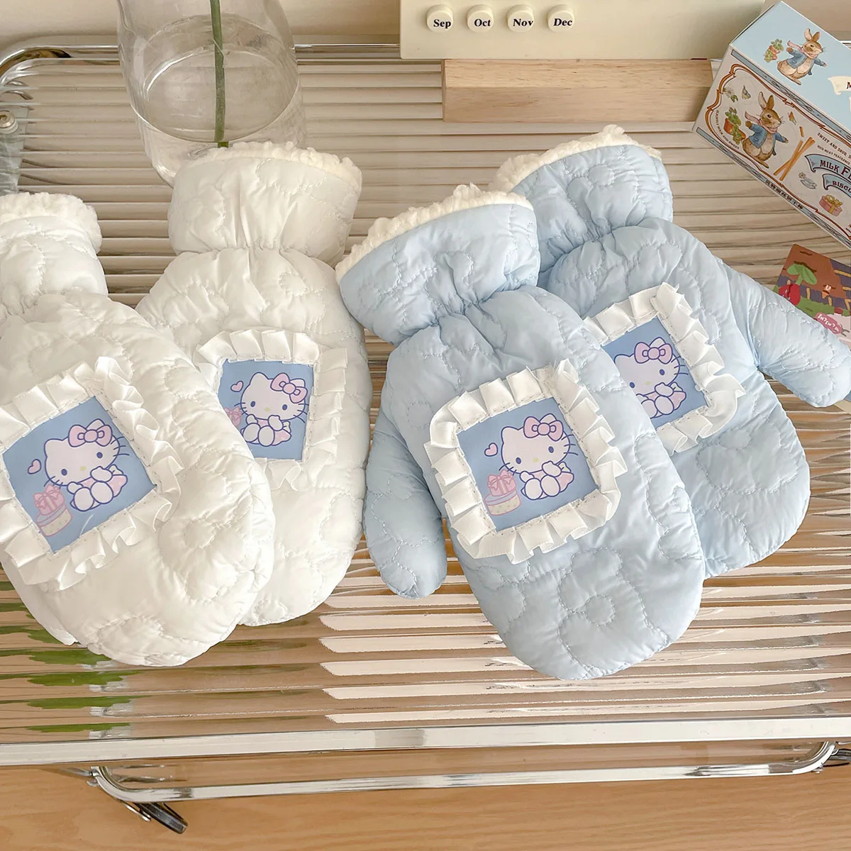 قفازات سانريو هالو كيتي الدافئة المقاومة للبرد، قفازات ركوب الدراجات الدافئة، إكسسوار حراري، هدية عيد الميلاد #2