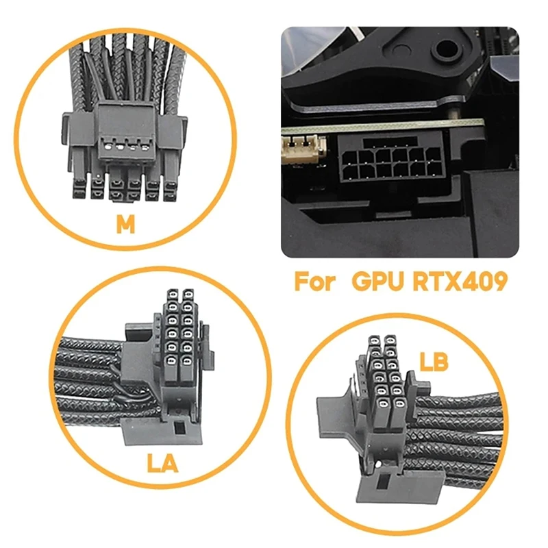 16AWG Embossed Line Cable RTX4090 RTX4080 12VHPWR 16P(12+4) To 2x8Pin 90 Degree Elbow Connector Adapter