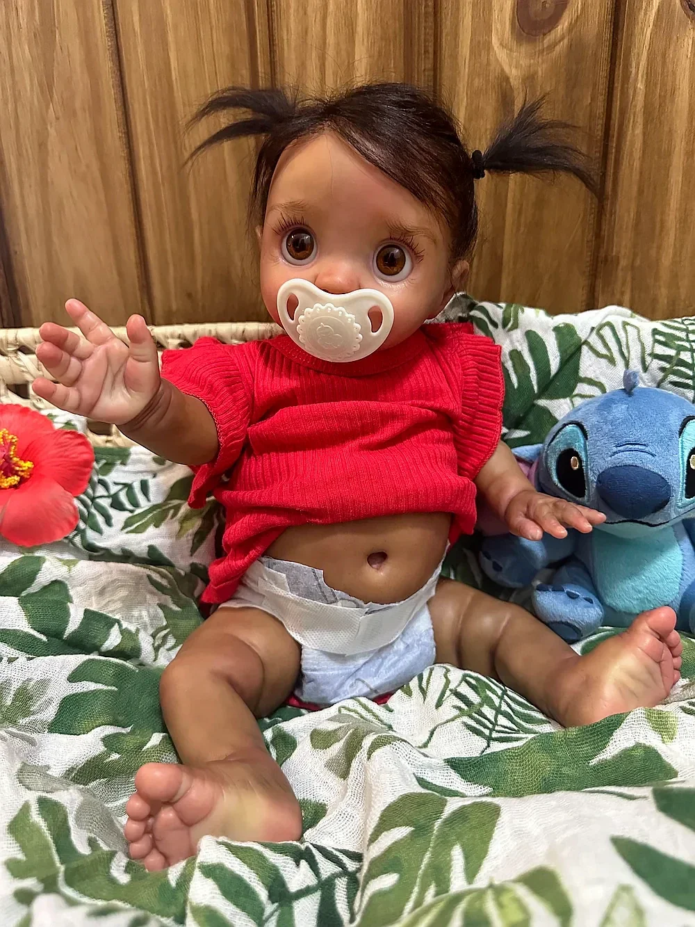 DLS Customized Limited Supply 16inch Reborn Baby Peeka With Hand-Rooted Hair Dark Skin Already Finished Doll Different Dress