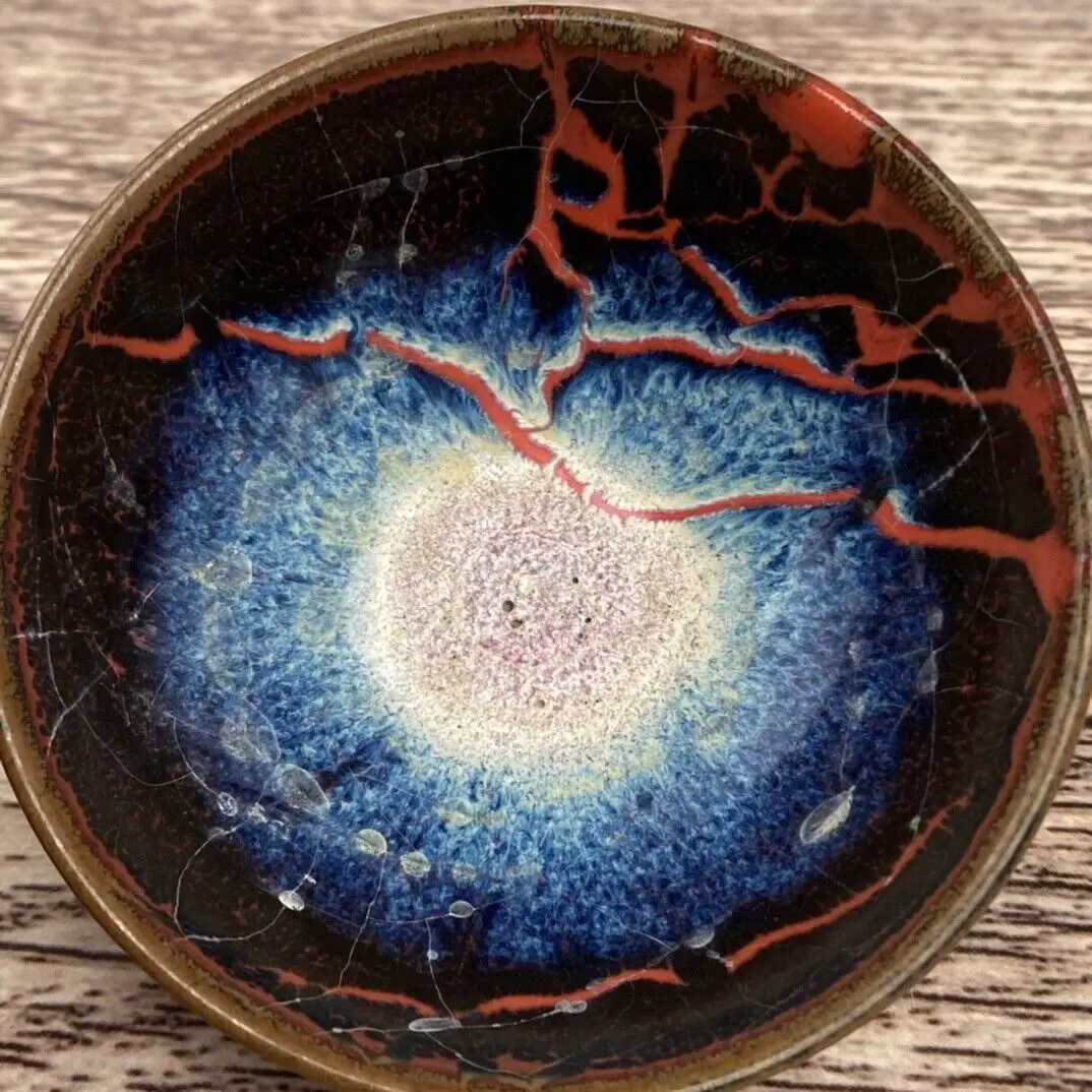 3.7 "الصين العتيقة سلالة سونغ الخزف جيانشان علامة وعاء الشاي الأزرق فامبي