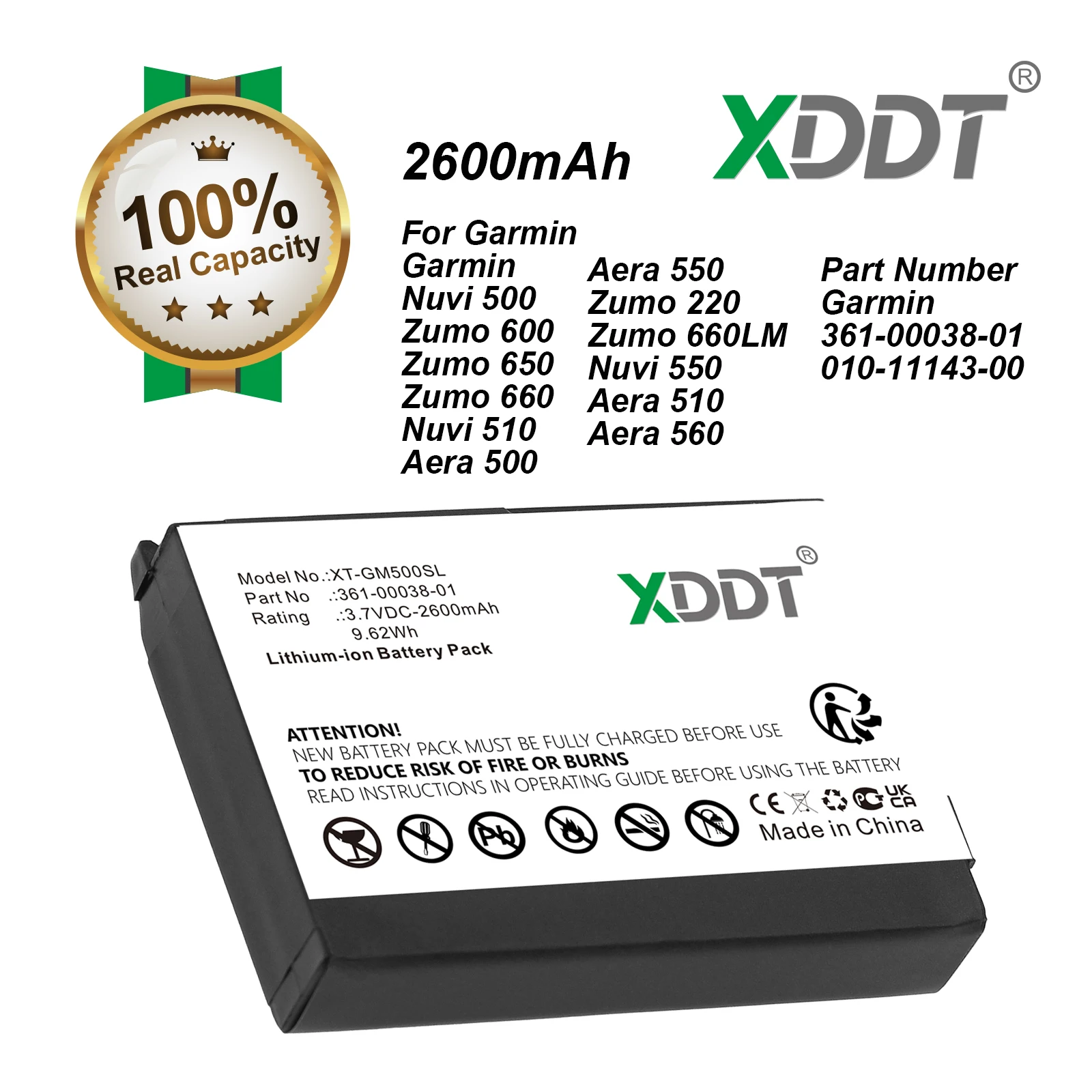 GPS, Navigator 2600mAh Battery For Garmin 010-11143-00 361-00038-01 Nuvi Zumo 600 650 660 510 Aera 500 550 220 660LM 560