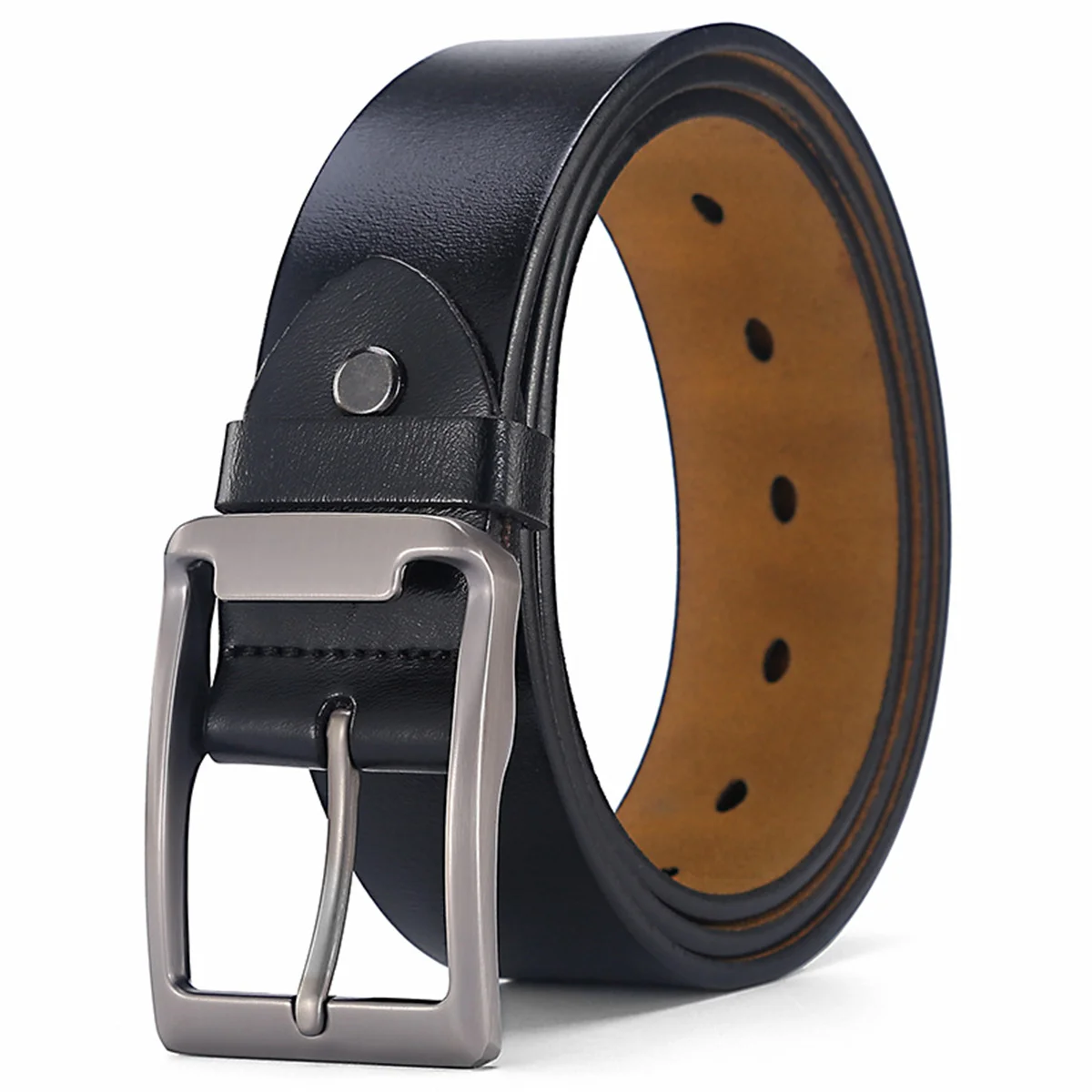 Horse head automatic buckle belt, men's pure cowhide retro denim belt, extended oversized belt