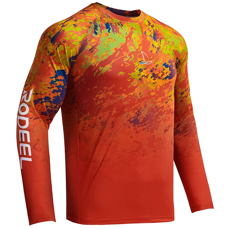 FEIYUE Men's Sun Protection T-shirts Camouflage UPF 50+ Long Sleeve Quick Dry Breathable Hiking Go Fishing Shirts UV-Proof TOPS