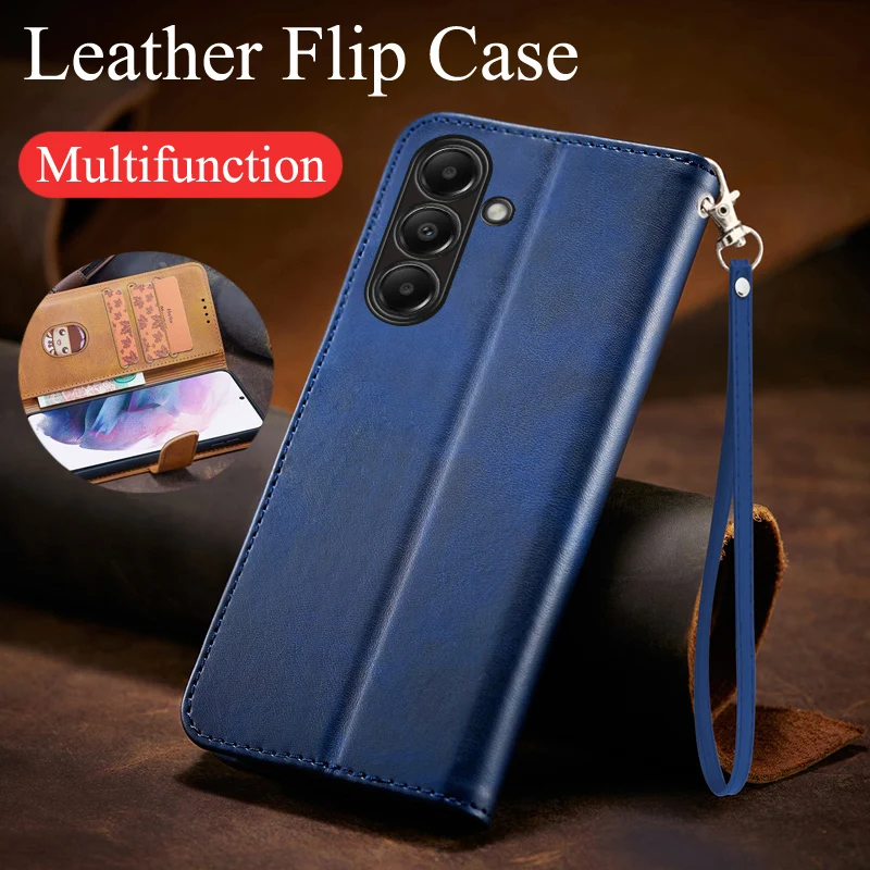 

Чехол для телефона Samsung Galaxy S25FE откидной деловой кожаный магнитный чехол-бумажник с отделениями для карт и подставкой