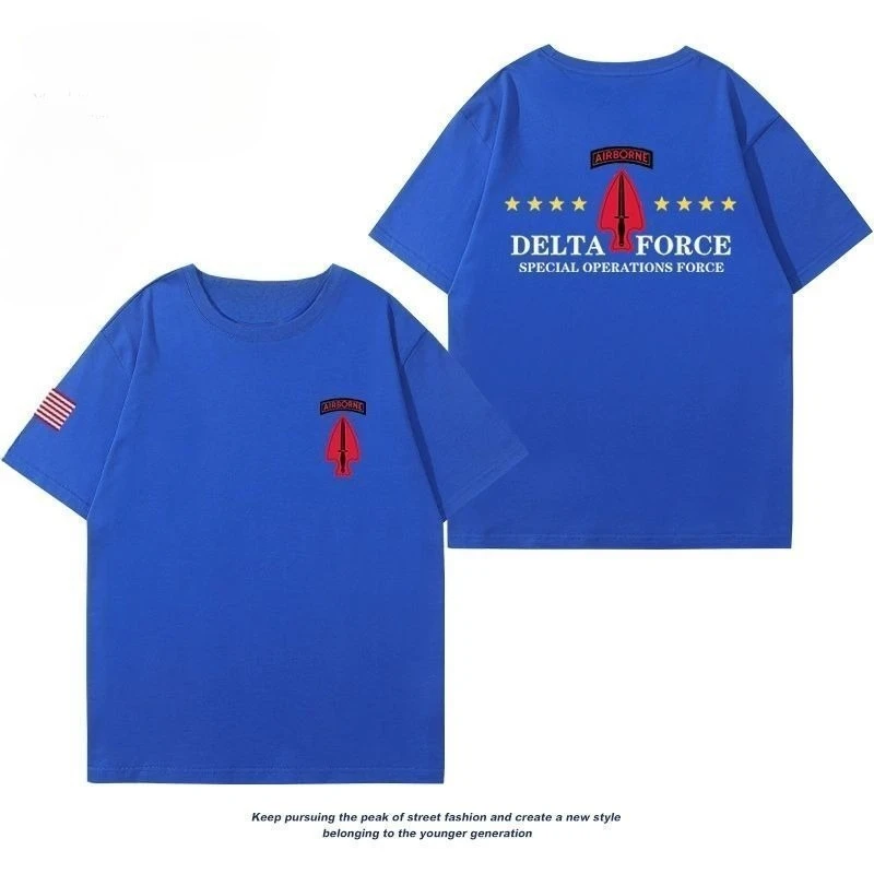 Delta Special Forces Cotton Short Sleeve T-Shirt Special Forces Military Style Tactical T-Shirt Summer Men's Casual Sports Top