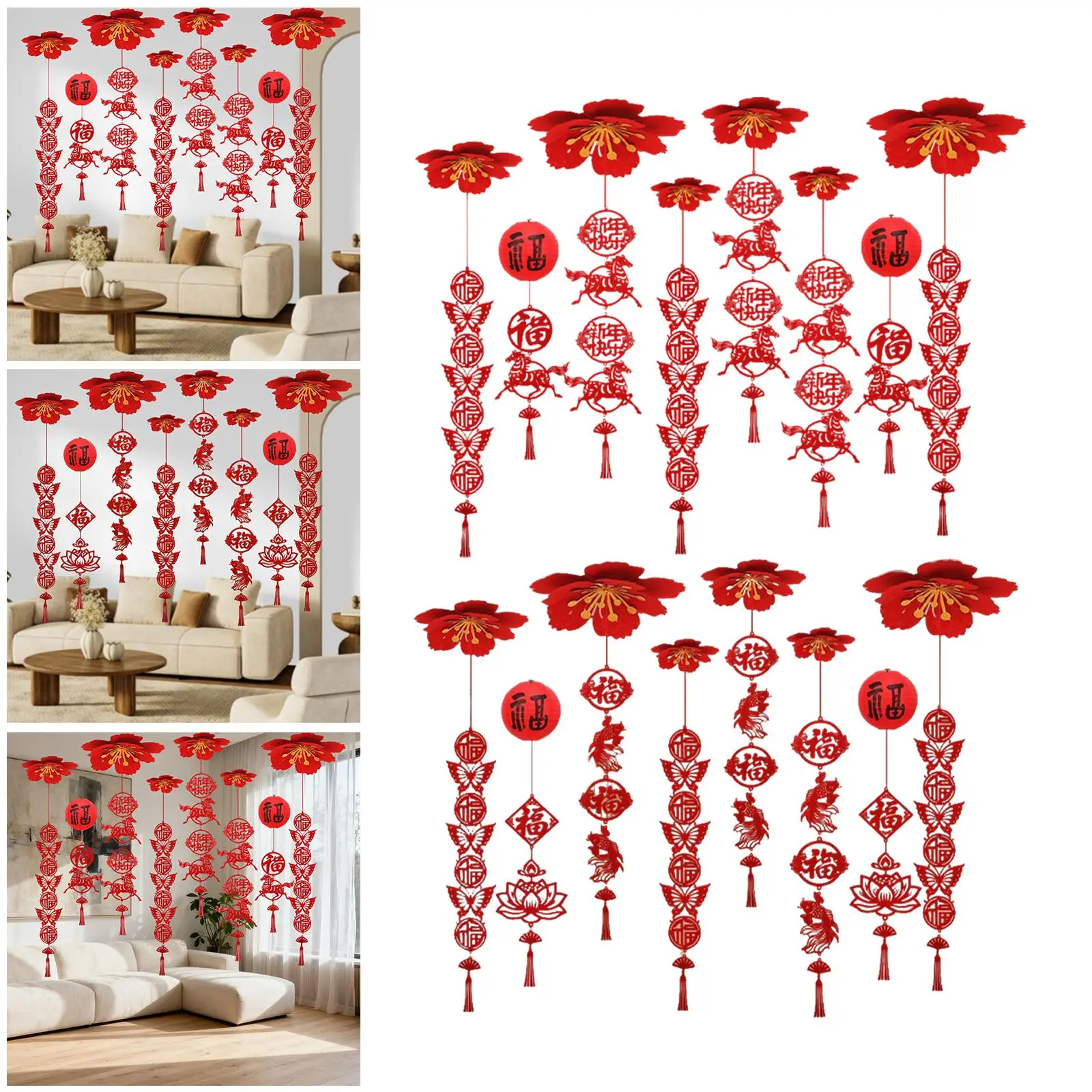 Red Felt New Year Ceiling Decoration Tassel Pendant Traditional Horse Year Decor for Chinese Party Event view 5