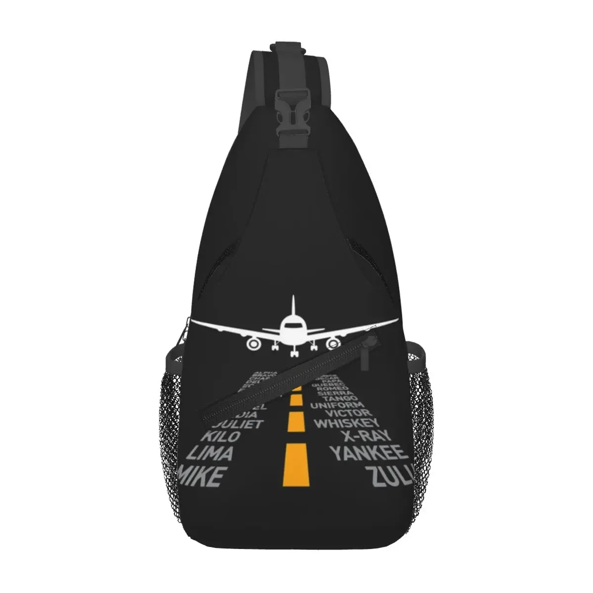 Airplane Pilot Airport Runway Phonetic Alphabet Sling Backpack Sling Bag Chest Bag Daypack Men Crossbody Backpack Shoulder Bag