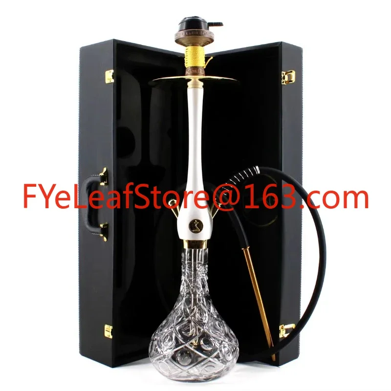 Arabian, Portable Stainless Steel Large Wooden Leather Case, Large Hookah