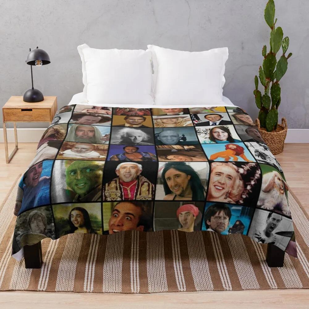 

Nicholas Cage Pattern - Nicolas Cage - Nick Cage Nic Throw Blanket Large Comforter Blankets