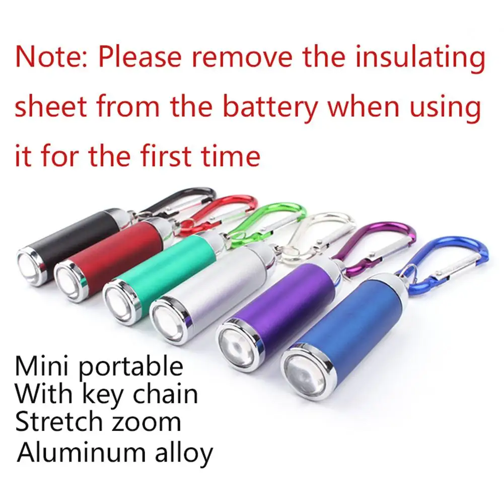 Led Zoom Mini Flashlight Telescopic Strong Light Torch With Keychain Pendant Creative Mountaineering Buckle Gift Dropship