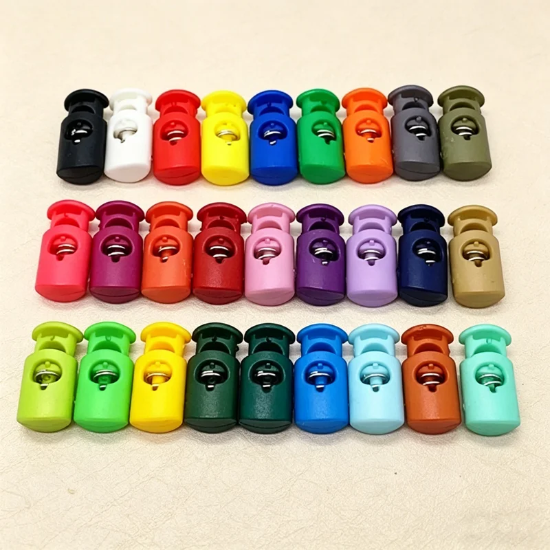 Button single-hole plastic spring buckle tightening buckle adjustable tension buckle rope fixing buckle cord threading buckle
