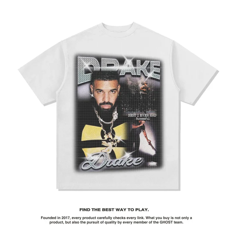 Rapper Drizzy Drake Print Men Women 100% Cotton Oversized Vintage Short Sleeve T-shirts Hip Hop T Shirt Streetwear Tops