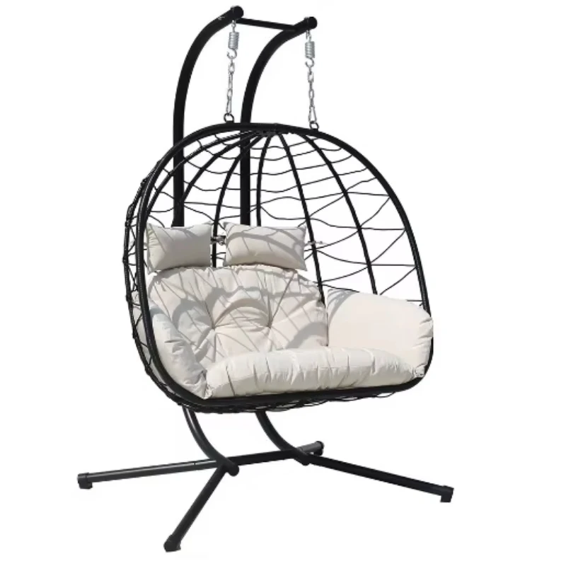 

Rattan Egg Chair Balcony Hanging Garden Chair Terrace Swing with Metal Bracket