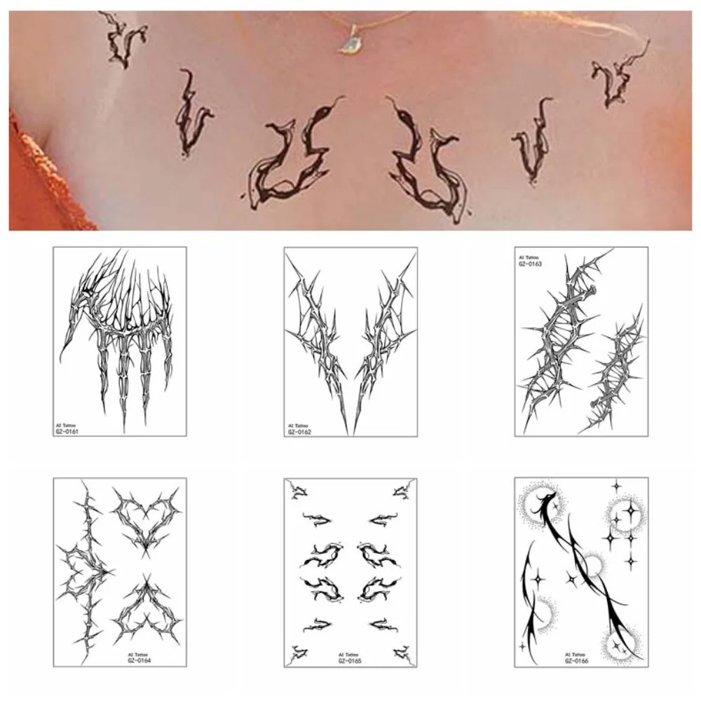 Skeleton Hand Pattern Black Lines Tattoo Stickers Waterproof Beauty Tool Lines Temporary Tattoos Use to Face Wrist Neck Arm Foot