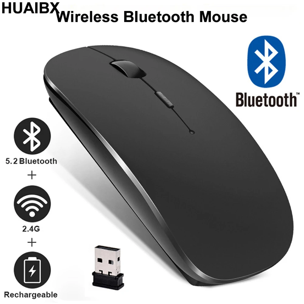 Wireless Bluetooth Mouse 2.4GHz Dual Modes RGB Rechargable Quiet Slim Wireless Mice Compatible For PC iPad Laptop PC Computer