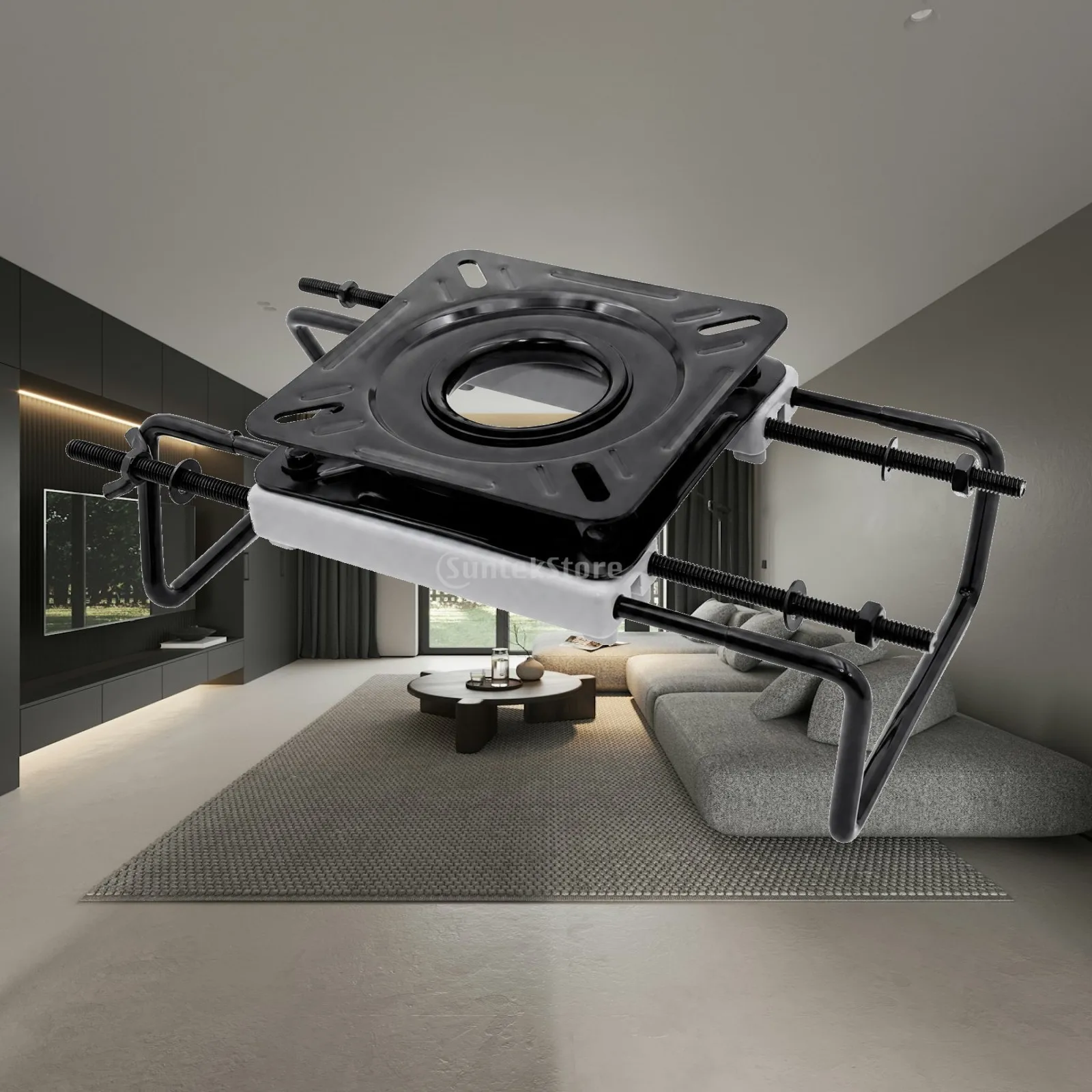 Swivel Seat Mount Bracket for Boat Chair with Steel Clamp Base Adjustable Rotation Plate for Fishing Boat Marine Seating