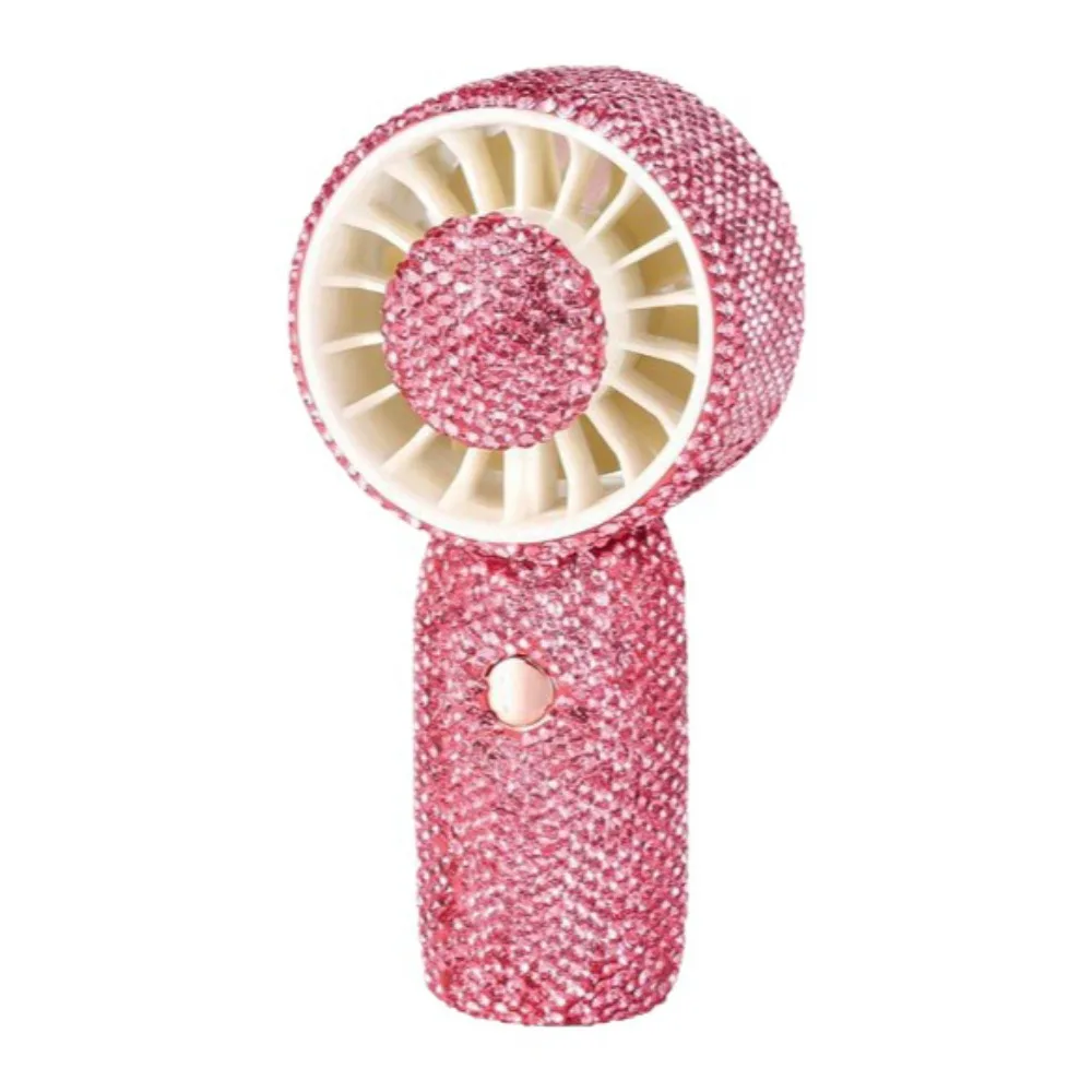 Sparkling Rhinestone Handheld Fan Long-Lasting Strong Wind Mini Cooling Fan USB Rechargeable Quiet Operation