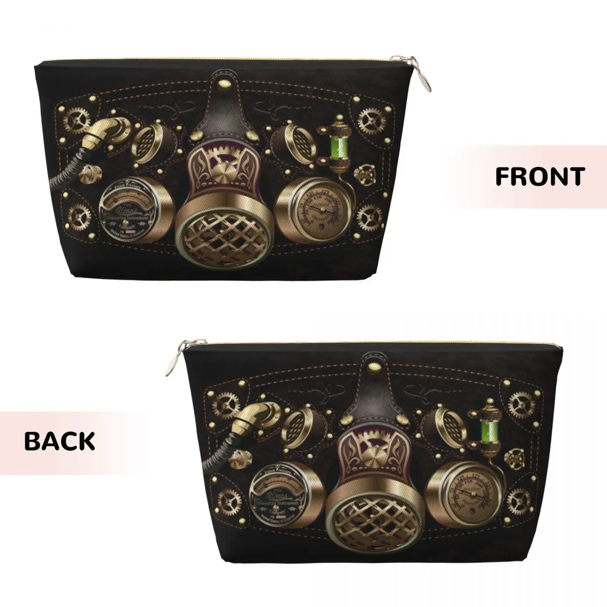 Custom Retro Steampunk Parapunk Metall Makeup Bag for Women Travel Cosmetic Organizer Kawaii Fighter Pilot Storage Toiletry Bags