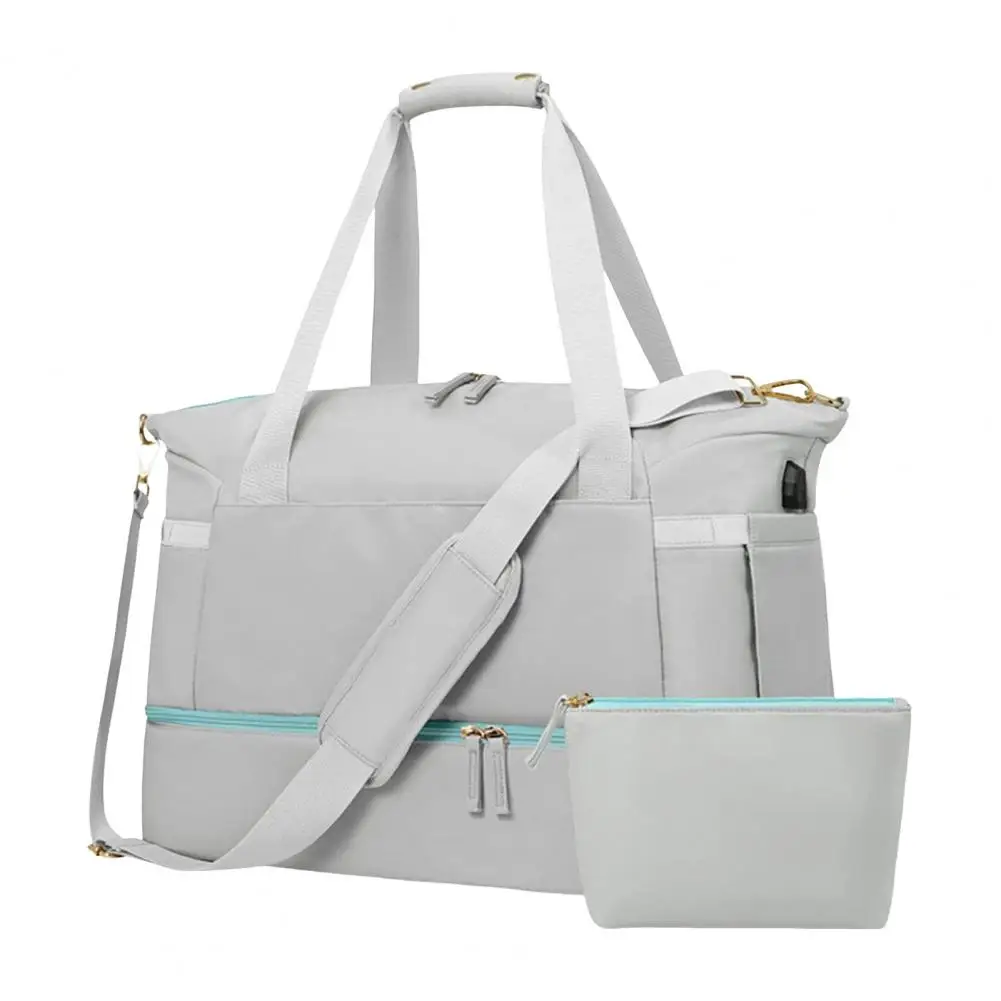 

2 Pcs/Set Travel Bags, Waterproof Wet Dry Separation Large Capacity Messenger Bag, USB Charging Interface Gym Bag Duffel Bag