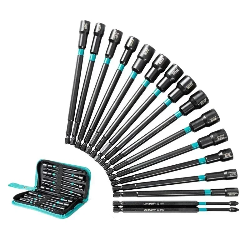 

16PCS Magnetic Nut Driver Set, Long 6INCH, Metric t Drivers for Impact Drill,