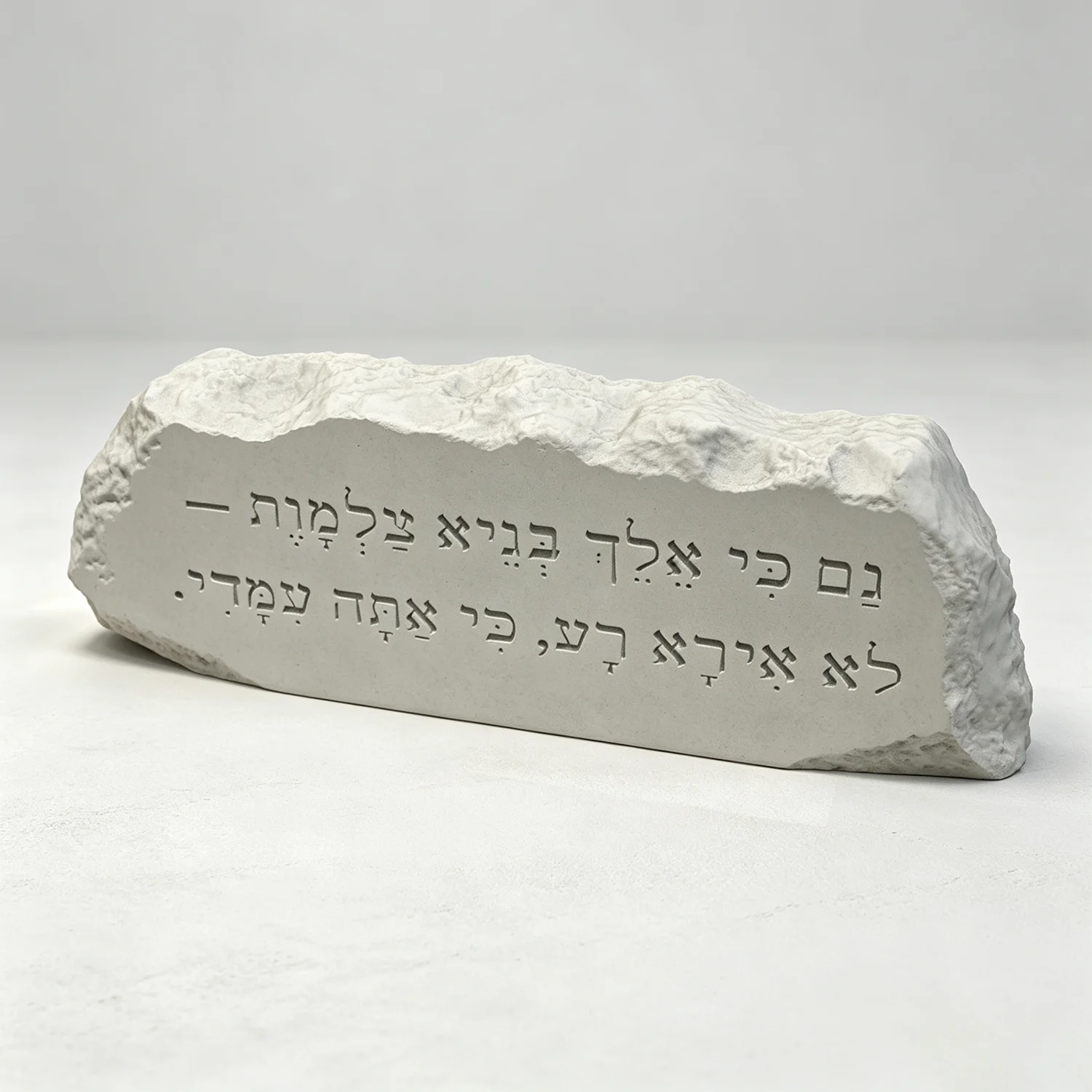 Silicone Mold For Psalm 23:4 Hebrew Text Rock‑Shaped Plaque,DIY Cement Gypsum Judaica Decor Casting Mould