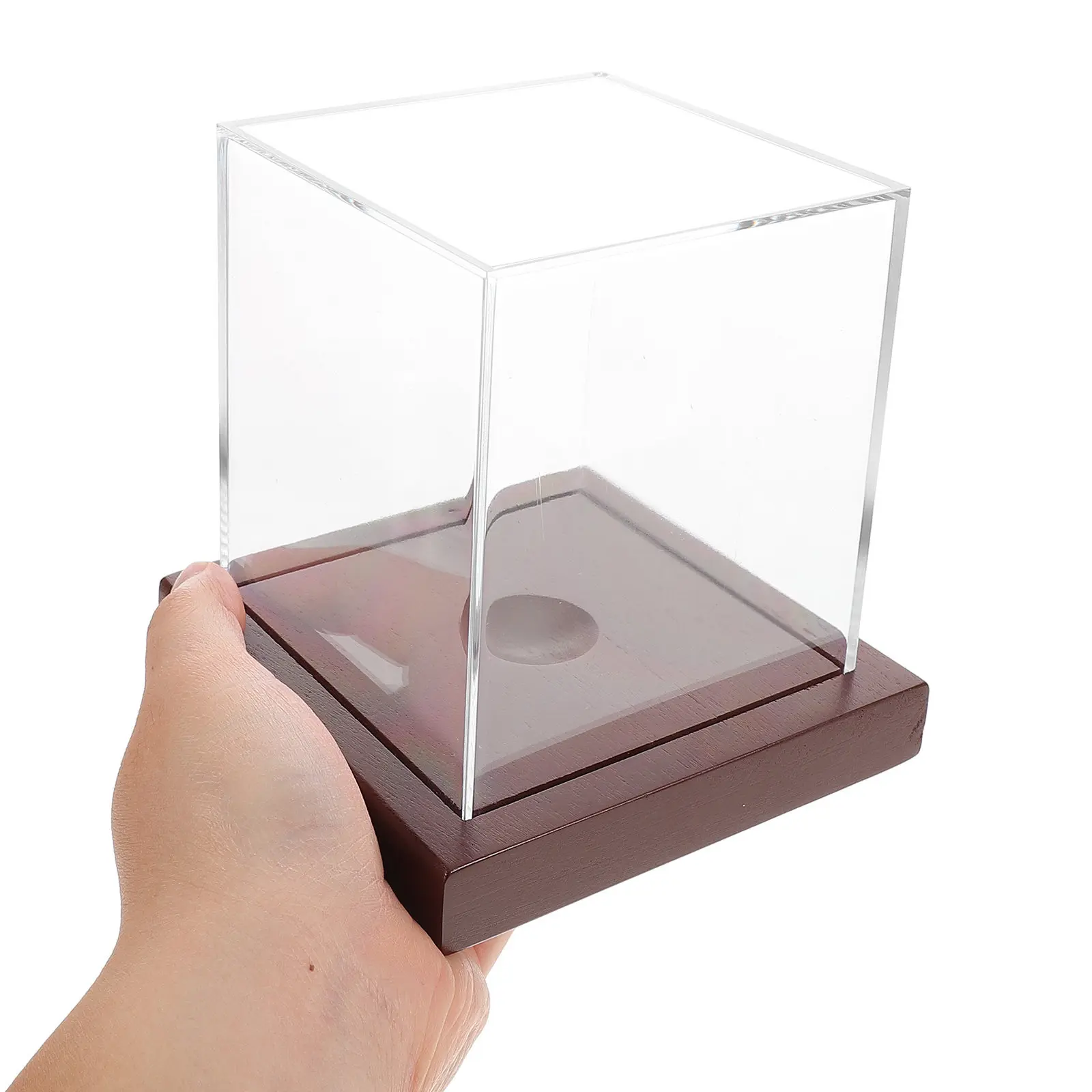 Clear Acrylic Baseball Display Case With Wooden Base, For Tennis Ball Baseball Holder Box, Display Case For Memorable Game Ball