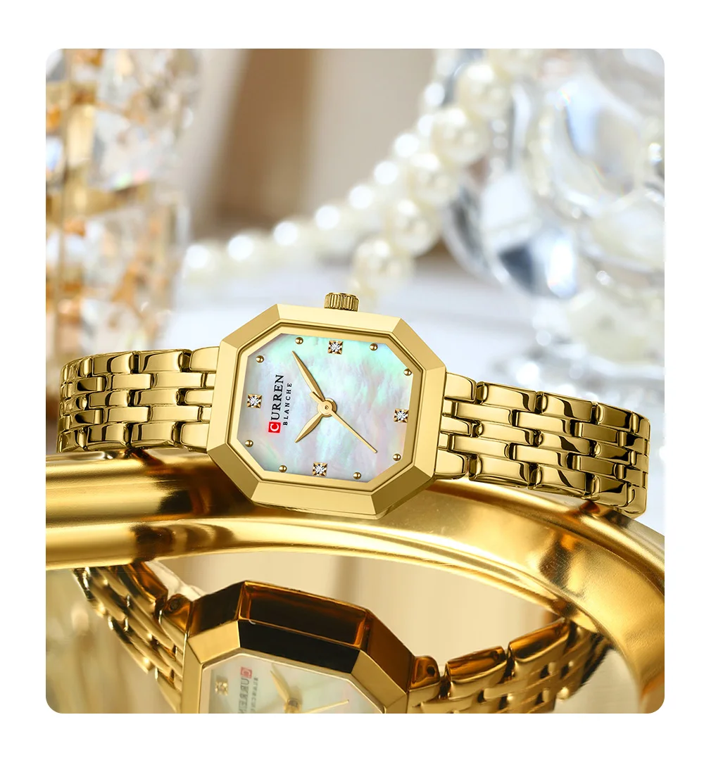 CURREN Elegance Damenarmbanduhr mit Rechteckzifferblatt, silberfarbenes Edelstahlarmband, Vintage, minimalistisches Quarz-Armbanduhr-Design. – Detail 12