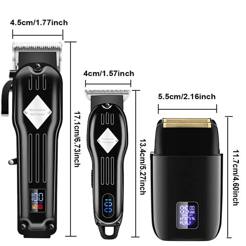 3 in 1 Electric Shaver Kit with Digital Displays, 1 Set Cordless Multi-use Hair Clipper Set with Accessories, Beard Trimmer