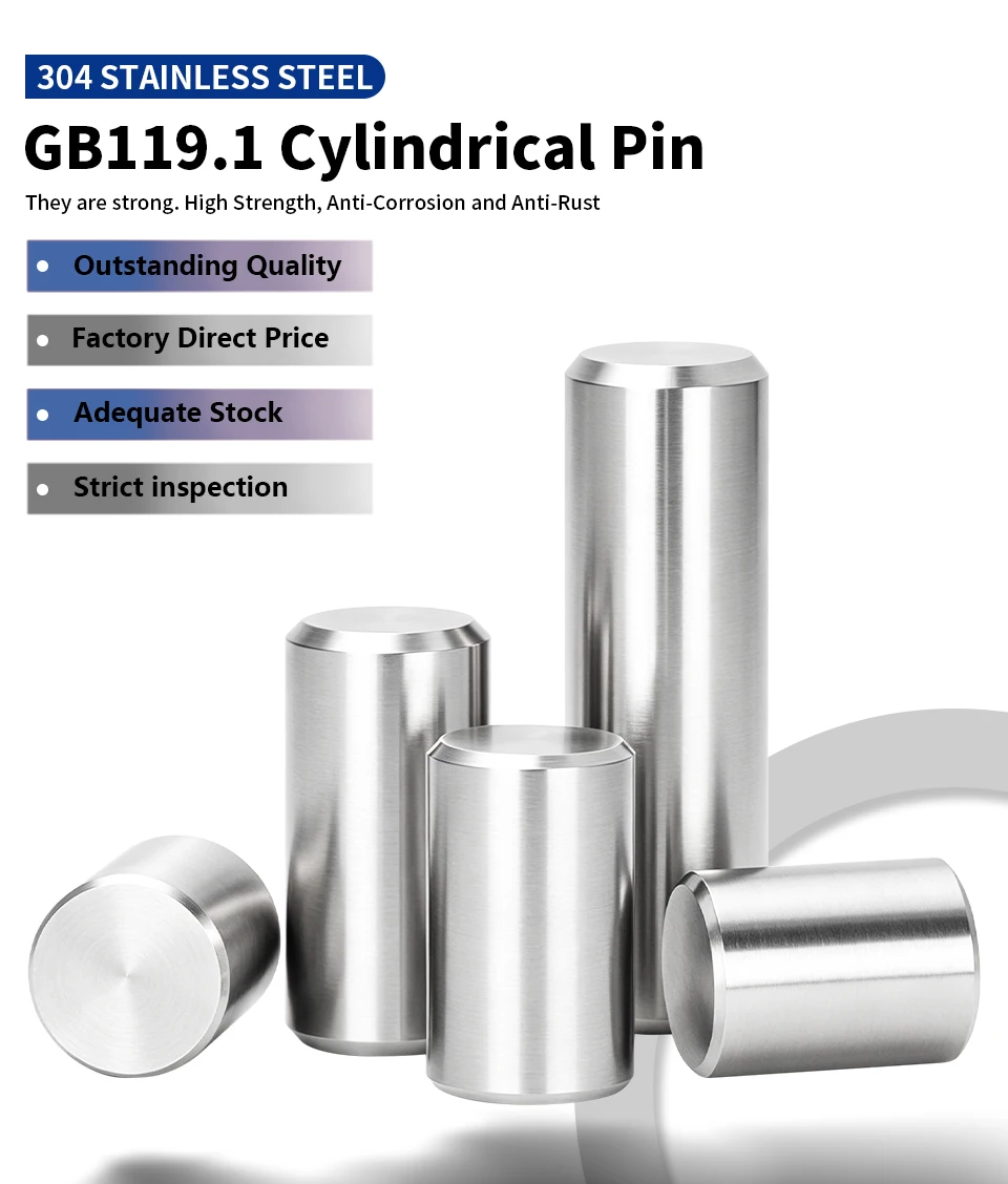 M1.5 M2 M2.5 M3 M4 M5 M6 M8 M10 M12 304 Edelstahl-Positionierstift, zylindrischer Ausrichtungs- und Befestigungsstift, entspricht GB/T 119.1 – Detail 1