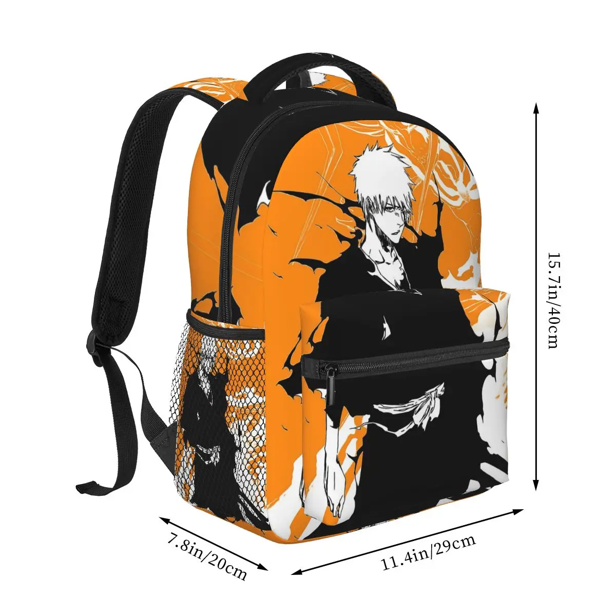 Orange Ichigo Kurosaki Anime Bleach Backpack Hot Sale Daypack Large Capacity BookBag School Bag Shoulder Bags for Men Women