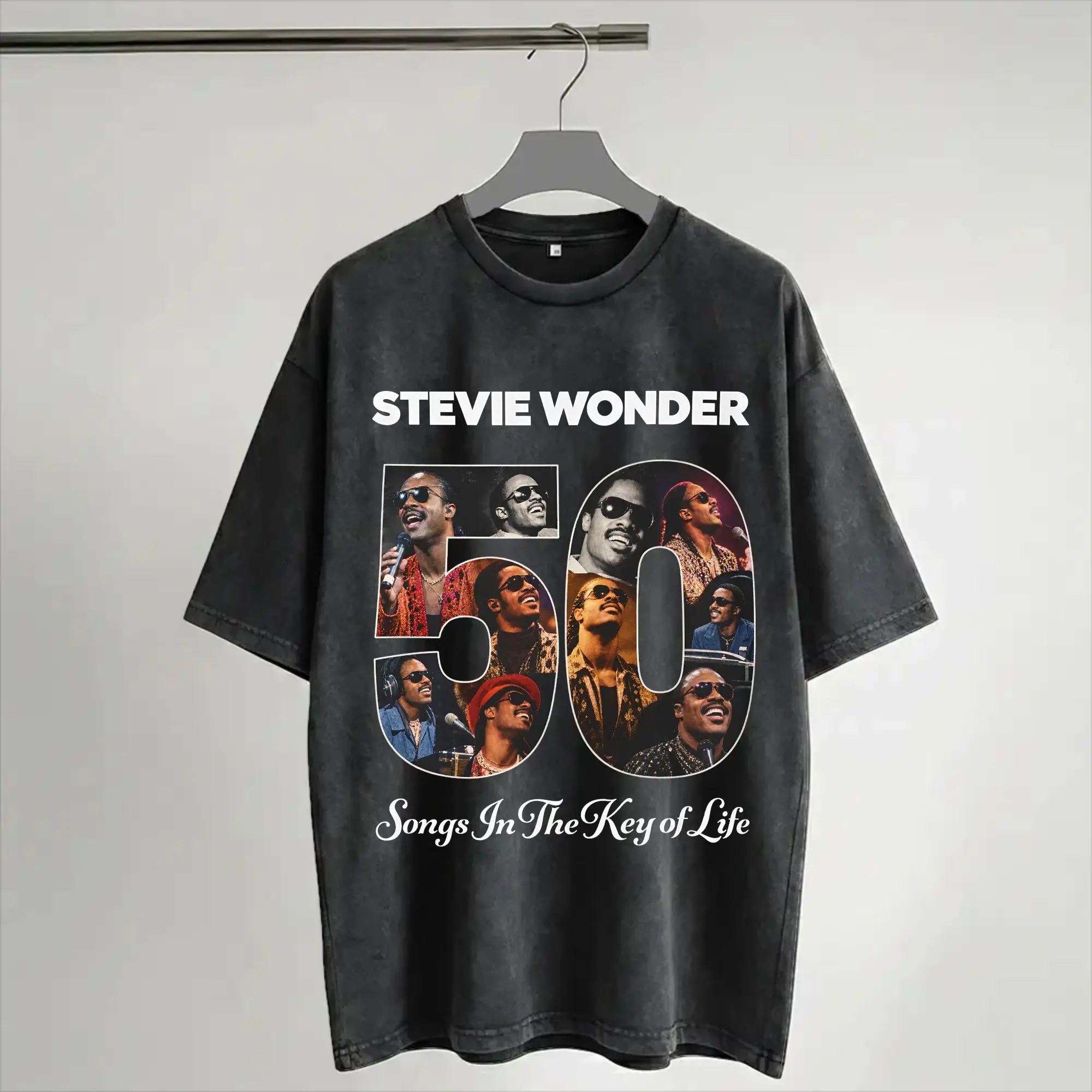 Stevie Wonder Songs in The Key of Life 50th Anniversary Tour  Merch Washed T Shirt for Men Women Streetwear Hip Hop