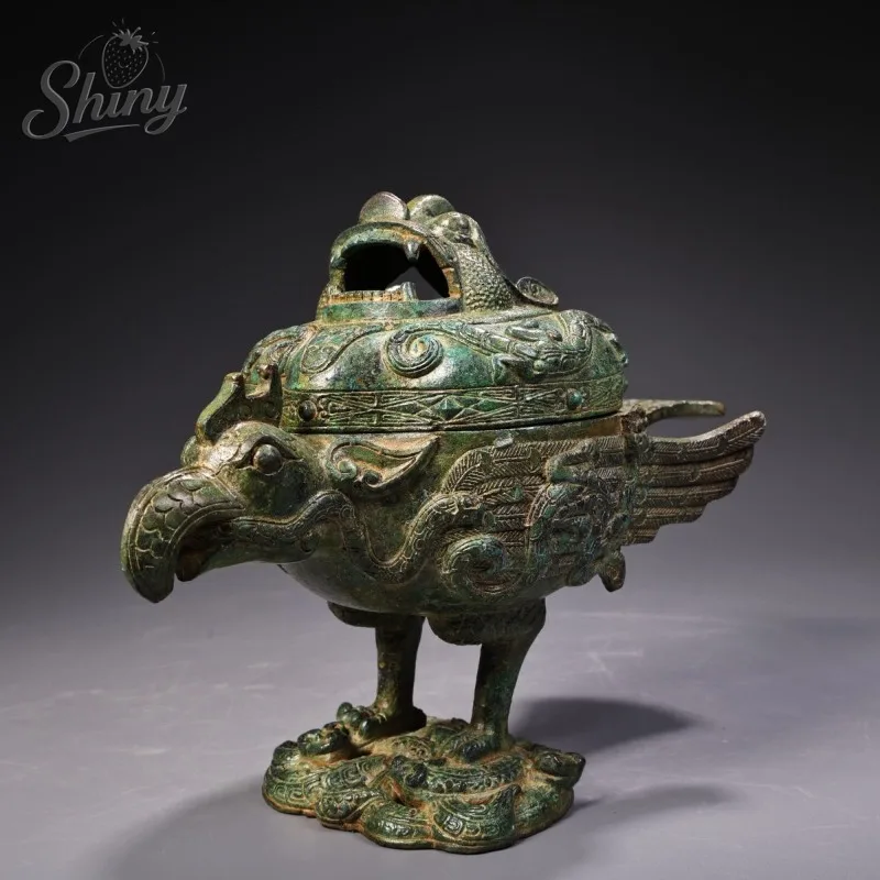 Collectible Ancient Chinese Bird Censer Eagle-Form Incense Burner Desk Decorations Living Room Decoration Home Decor Statue