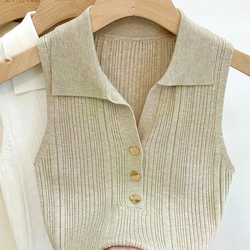 /HTF/Casual Solid Color Sexy Commuting Sweet Button Lapel Vest For Women Fashion