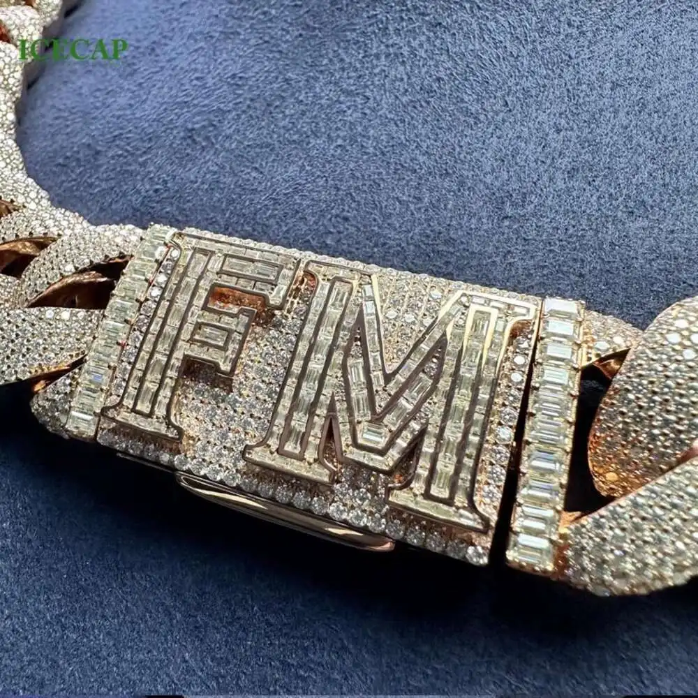 Luxury Luxury Jewelry Custom 24mm Miami Cuban Link Chain 925 Silver Rose Gold Cuban Chain Hip Hop Custom Name Necklace Men.