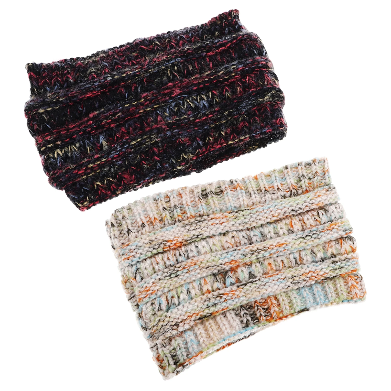 

2pcs Woolen Hat Headband for Women Warm Knit Headbands Yarn Elastic Decor Hairbands Windproof Ear Warmers Yoga Accessories