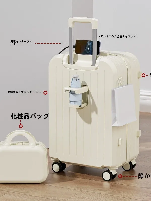 20インチ大容量トラベルスーツケース、パスワードロック付き機内持ち込みスーツケース、男女兼用カジュアルスタイル、ポリエステル内装