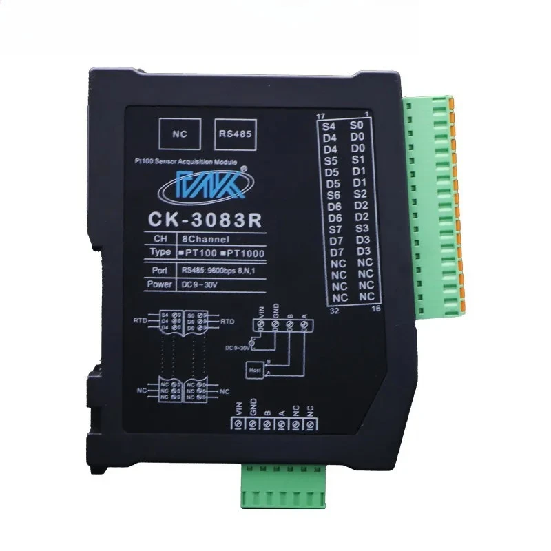 8-channel PT100 thermal resistance to RS485 temperature intelligent remote module RS485 modbus control