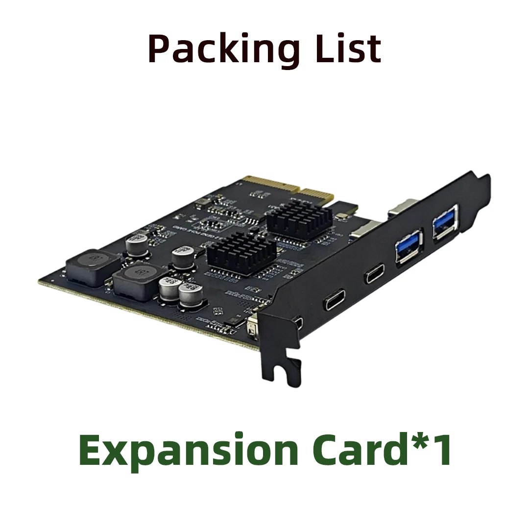 5 Ports USB3.2 Gen2 10Gbps PCI-E X4 Expansion Card ASM3142 Controller Type-C PCIe Add On Card For Desktop Motherboard
