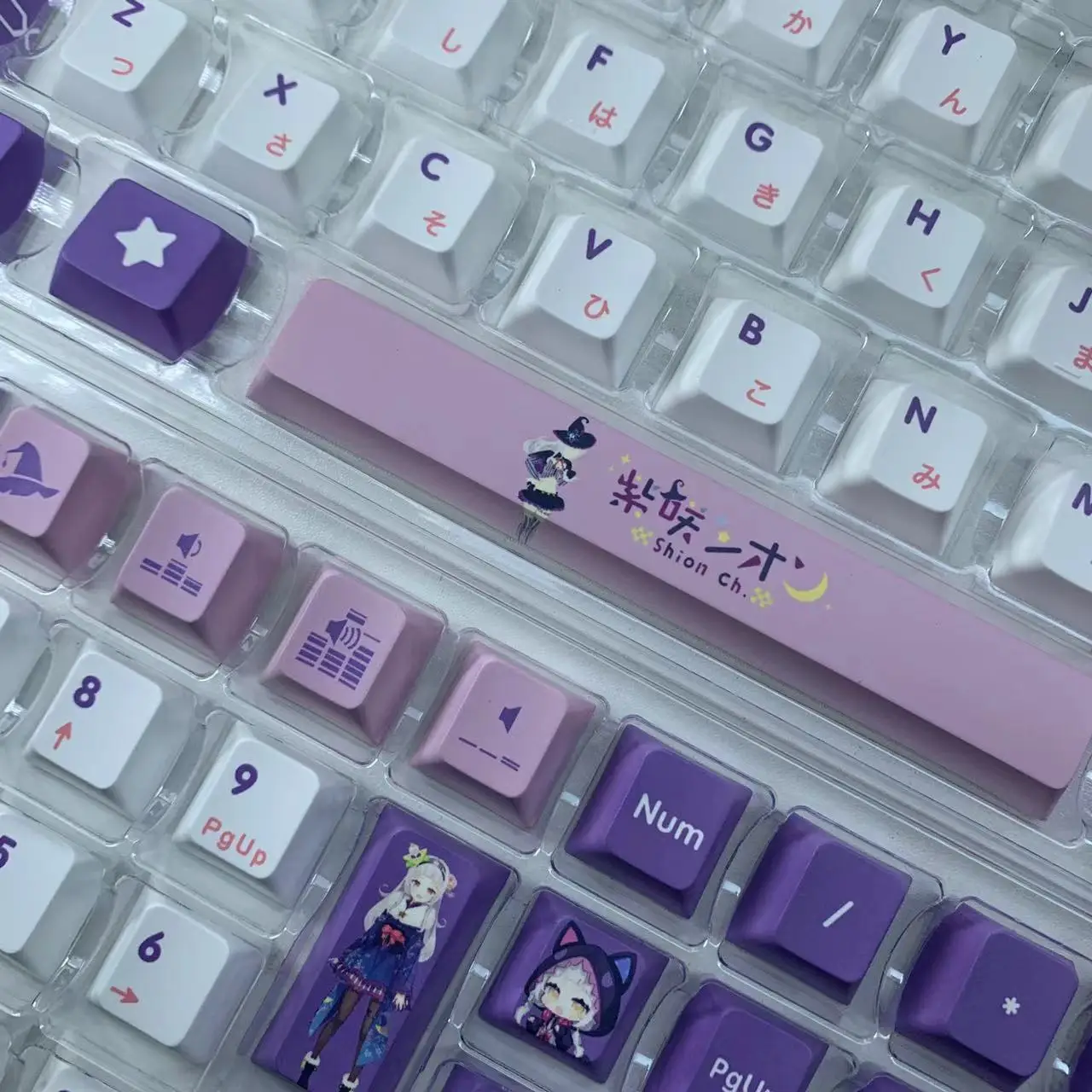 Imagem -03 - Teclas Murasaki Shion Keycaps Pbt Vtuber Hololive Chave Capa Sublimação de Tinta Cereja mx Eixo Interruptor Keycap Teclado Mecânico 132