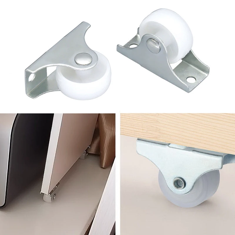 10Pcs Furniture Caster Wheel White Rail Fixed Casters Plastic Directional One-Way Wheel Trolley Funiture Hardware Accessories