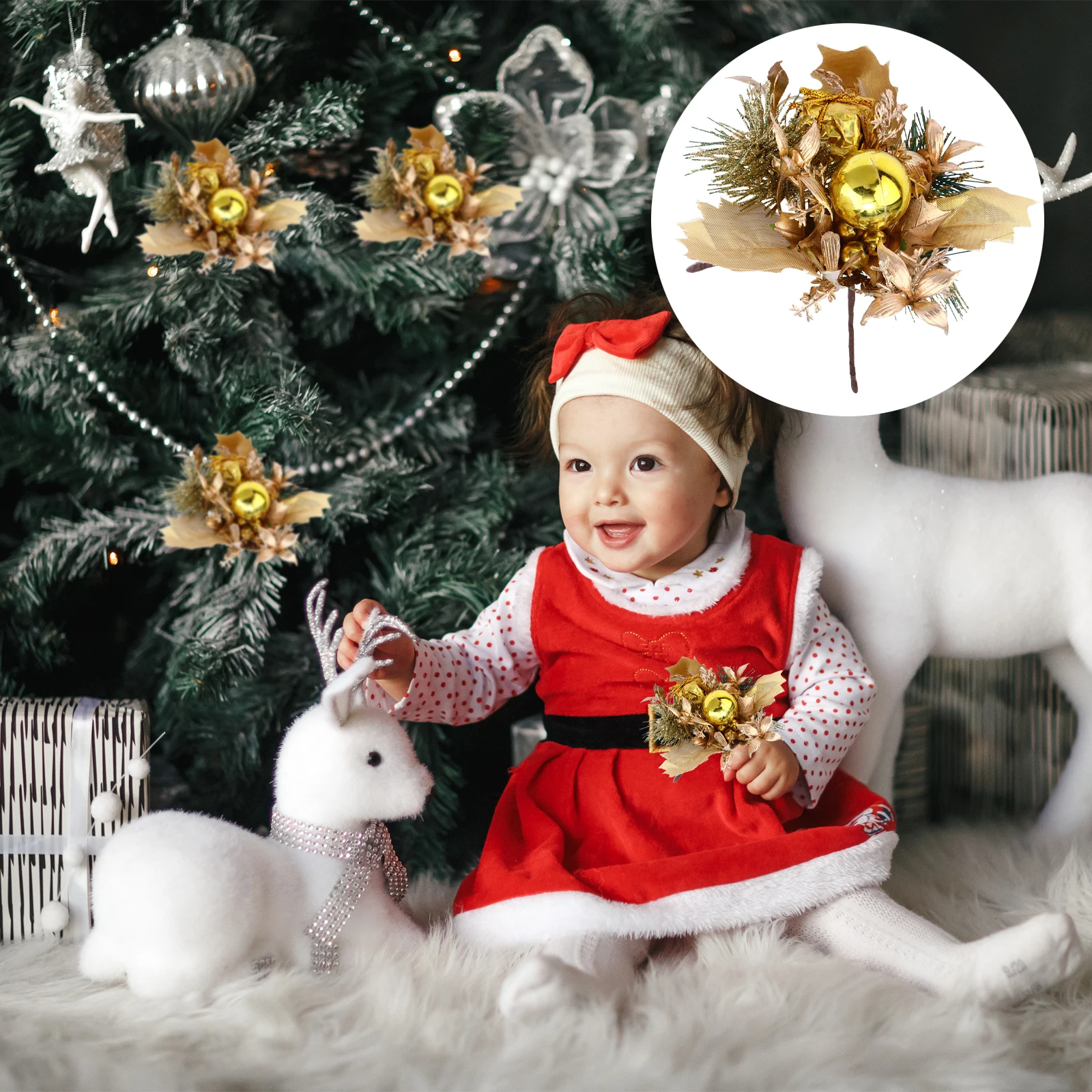 

Simulated Christmas Tree Branch Xmas Decoration Household Flower Adornment Artificial Pine Adornments Ornament Plastic