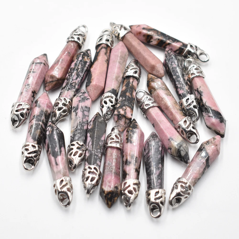 

Fashion natural Rhodochrosite stone pillar charms pendants 10x32mm for jewelry making 24pcs/lot wholesale free shipping