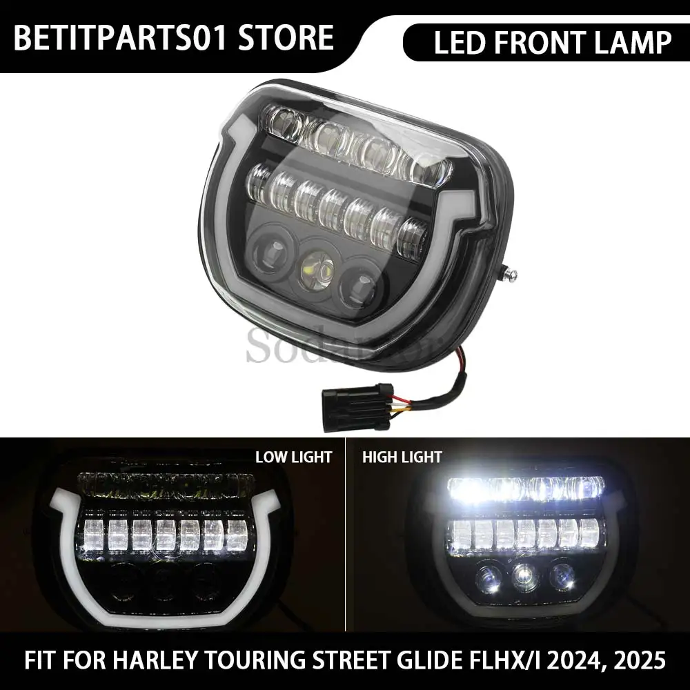 

Motorcycle Part 12V LED Headlights High/Low Beam White DRL Black For Harley Touring Street Glide CVO/SE FLHXSE 2023 2024 2025