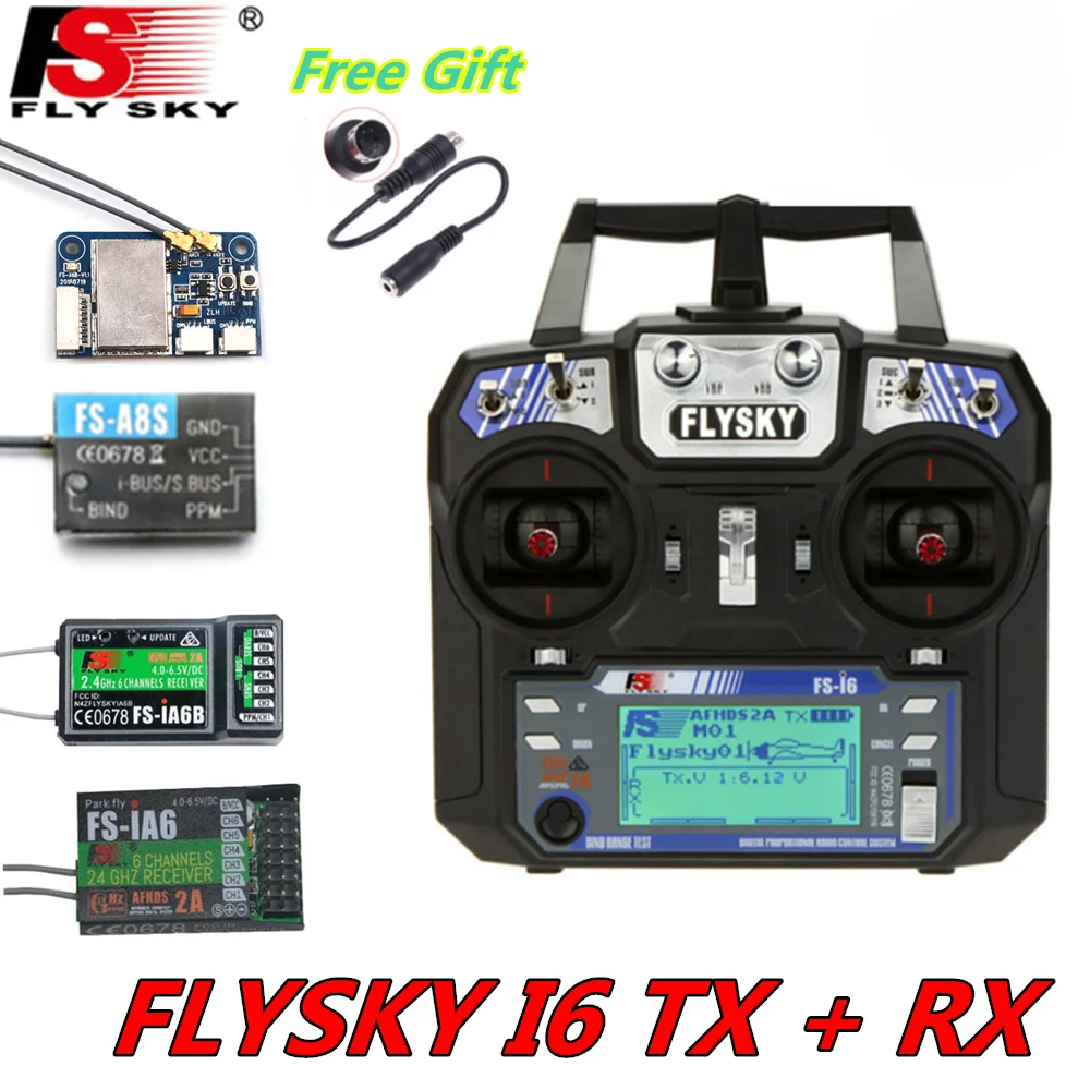 Trasmettitore FLYSKY FS-I6 I6 2.4G 6CH AFHDS 2A Rdio con ricevitore IA6B X6B A8S R6B IA6 per elicottero RC aereo FPV Drone